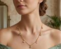 Pastel Crystal Drop Chain. A dainty gold chain with pastel crystal drops spaced along its length.