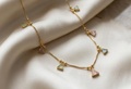 Pastel Triangle Charm Chain. Pastel triangle crystal charms on a dainty gold chain.