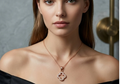 Rose Gold Clover Pendant Chain. A rose-gold chain with a crystal clover pendant.